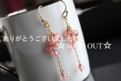 - Rhodochrosite k14gf バブルピアス -