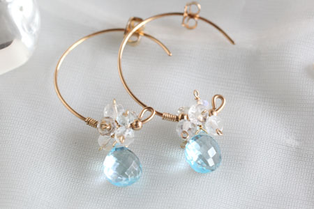- Blue Topaz フープピアス -