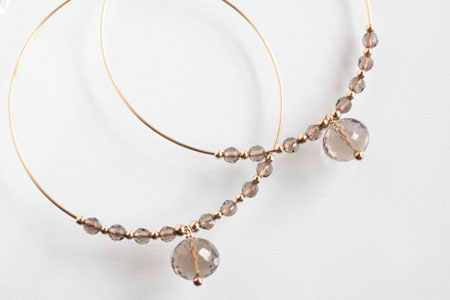 - Smoky Quartz k14gf フープピアス -