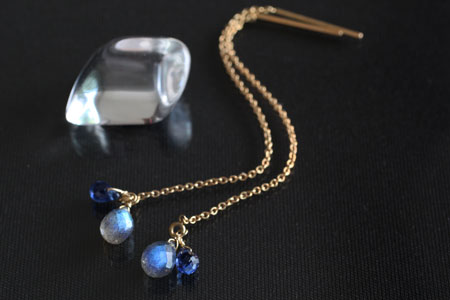 - Labradorite & kyanite アメリカン ピアス -