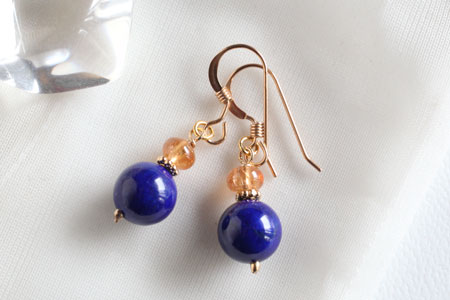 - Lapis Lazuli & Orange Garnet k14gf ピアス -