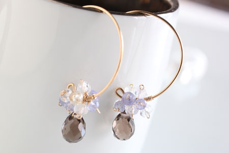 - Smoky Quartz フープピアス -