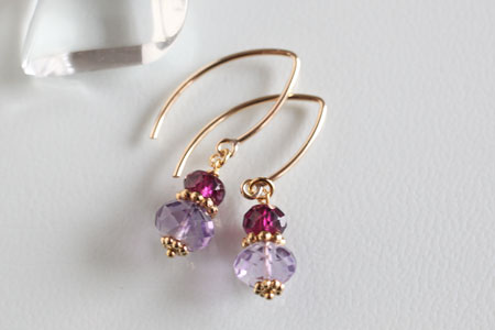 - Amethyst&Rhodolite Garnetk14gfピアス -
