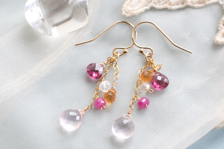 - Rose Quartz Twinkle ピアス -