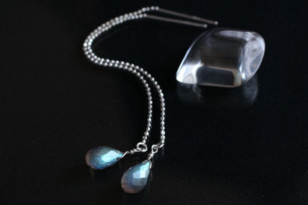 - Labradrite アメリカン ピアス -